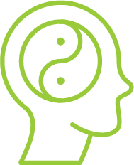 Cartoon head with yin and yang